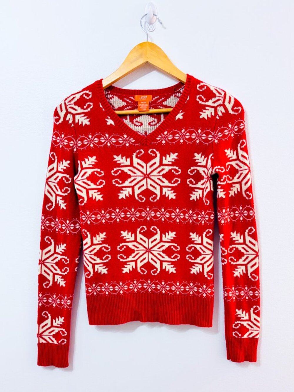 JOE FRESH Red Snowflake Sweater | Fair Isle Holiday | X-Small